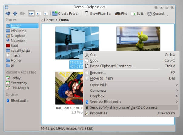 如今的KDE Connect 能在桌面和手机之间共享文件