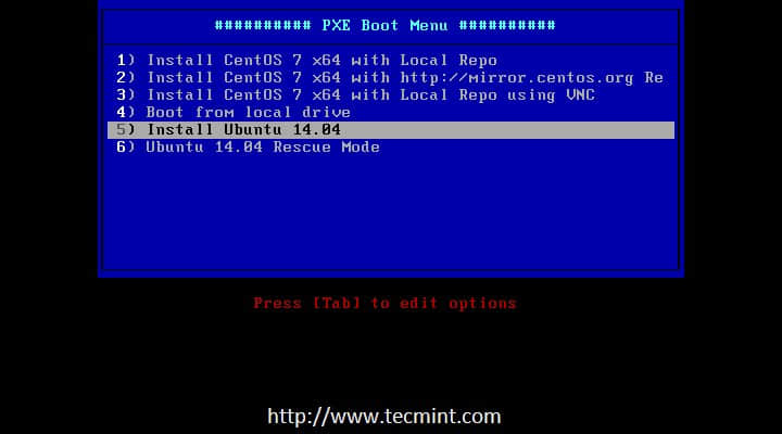 Select Ubuntu from PXE Menu