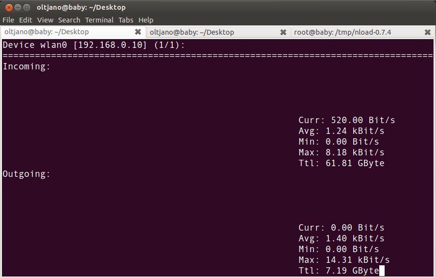 nload monitoring wlan0 on linux
