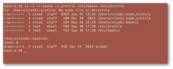 Fig.05: List all bash environment configuration files