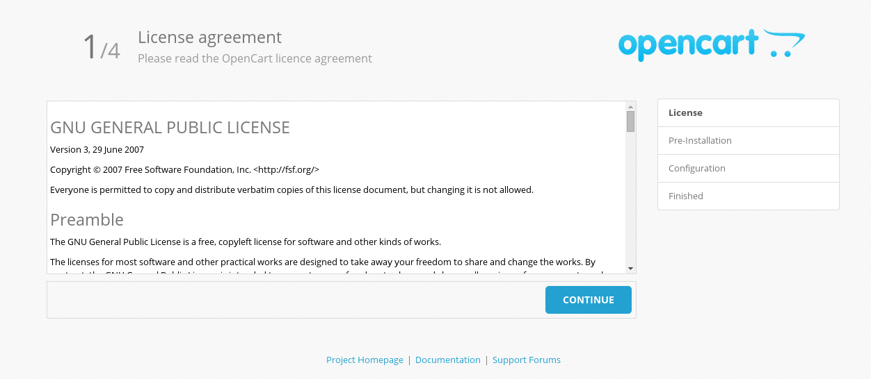 Accept OpenCart License