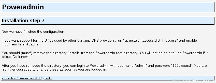 PowerDNS Installation Completed