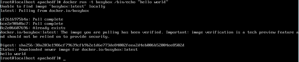 Hello world with Busybox