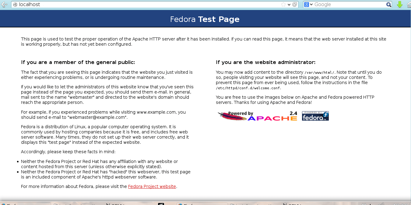 Apache default page running from Docker container