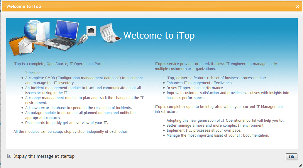 itop welcome note