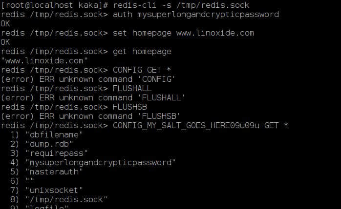Access Redis through unix with password and command changes