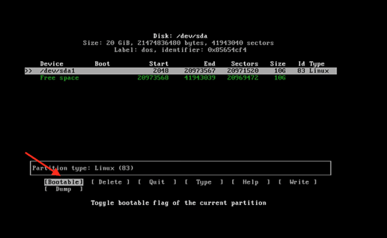 Make partition bootable.