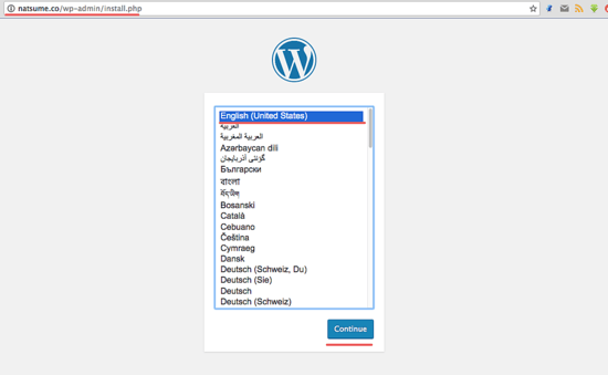 安装 Wordpress - 语言选择