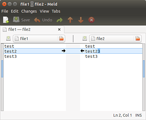 Compare files in Meld