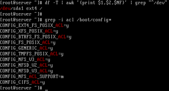 Check Filesystem Type and Kernel ACL Support