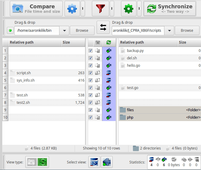 Compare Two Folders in Linux