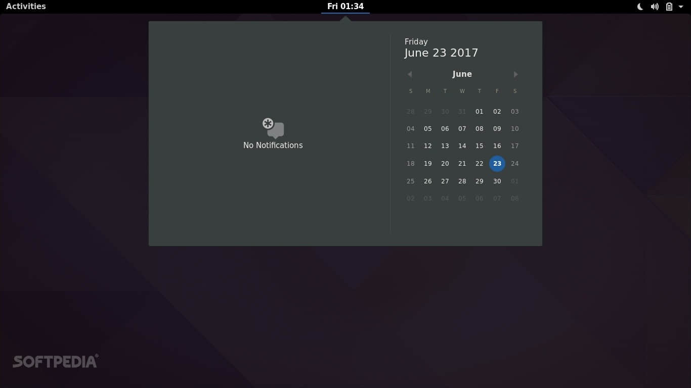 GNOME 3.24 desktop - Calendar applet