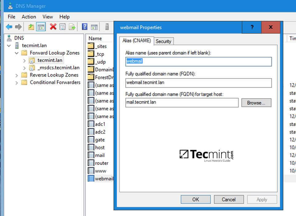 DNS Webmail Properties