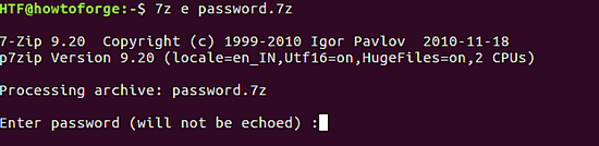 protect 7zip archive with a password