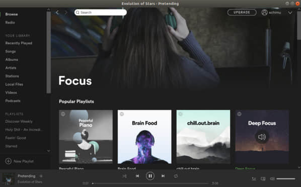 Spotify client app running on my Ubuntu Linux desktop