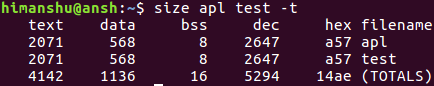 How to make size command show totals of all object files