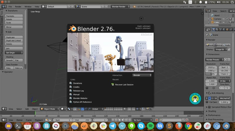 Blender 运行在 Ubuntu 16.04
