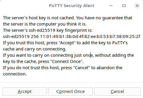 PuTTY 安全警告