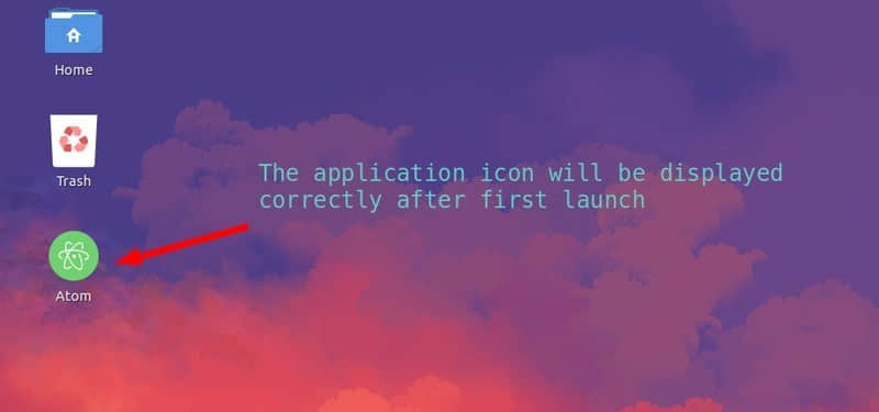 Application shortcut on the desktop