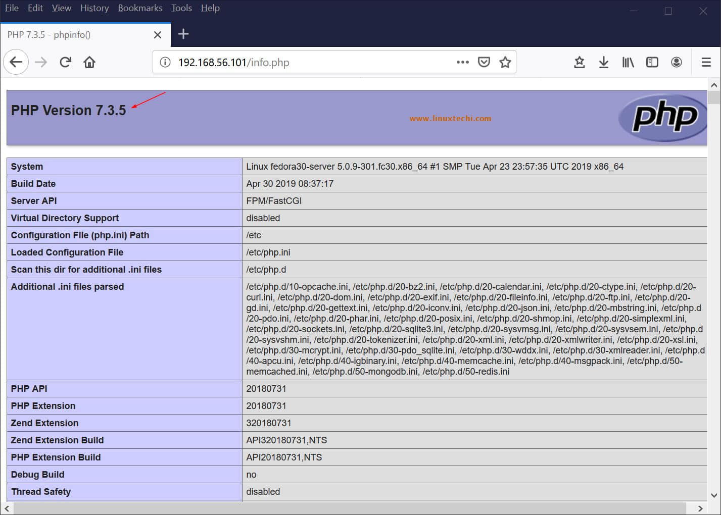 Php-info-page-fedora30