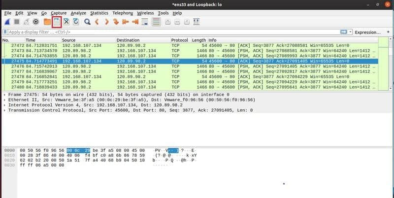 Save captured packets by Wireshark