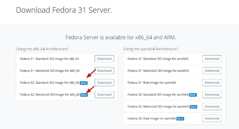 Fedora Download Beta