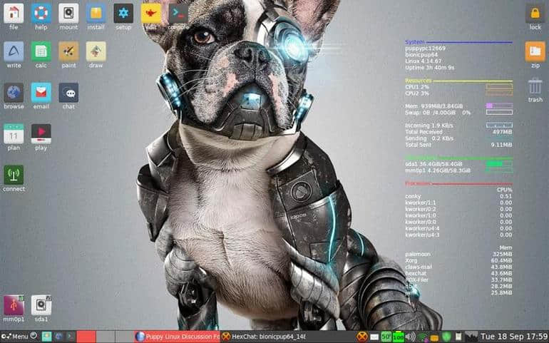 Puppy Linux - around 300 MB download