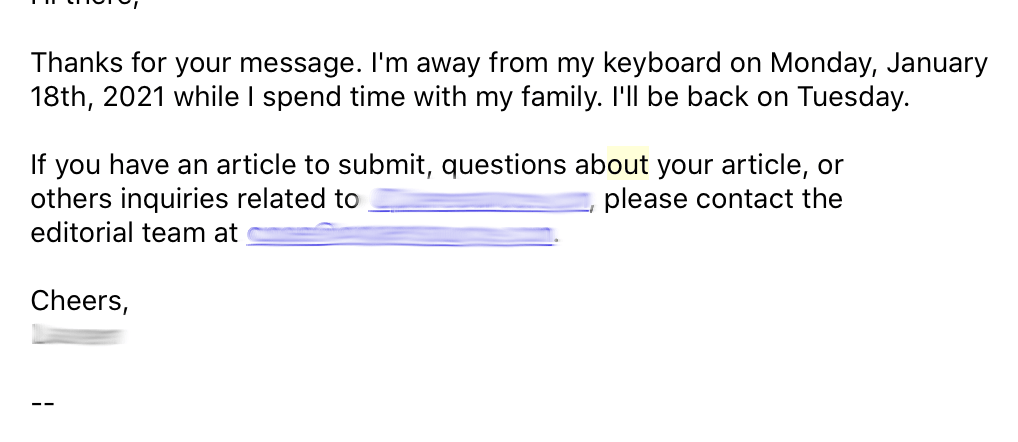 Automated email reply