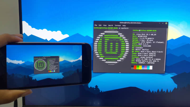 我把我的 Linux Mint 桌面镜像到我的 Android 手机上