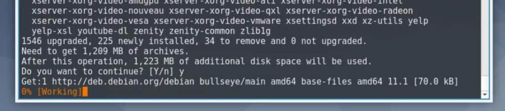 Debian upgrade start