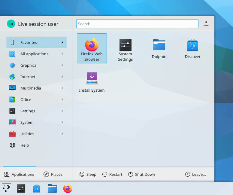 KDE Plasma 5.22 亮色模式下的启动器