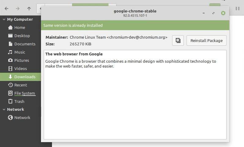 Chrome successfully installed on Linux Mint