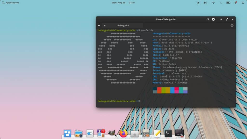 elementary OS 6 Odin 的桌面