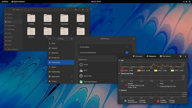 Fedora GNOME dark theme