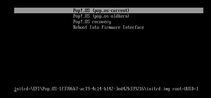 Pop OS 中的 systemd-boot | 图片来源：kofler.info/pop_os