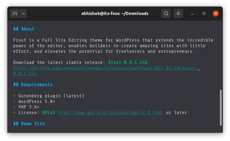 Markdown display with Glow