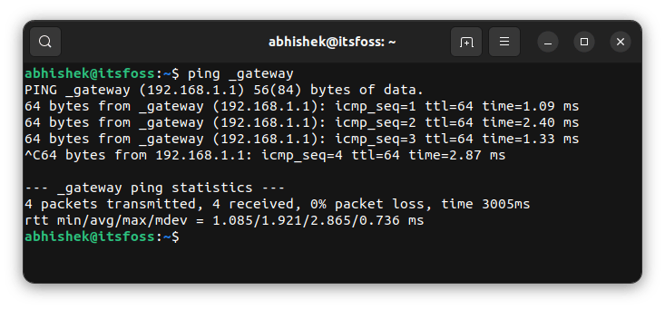 ping gateway