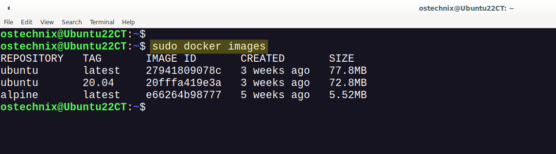 List Docker Images