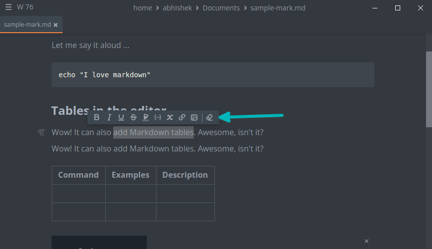 Text formatting options