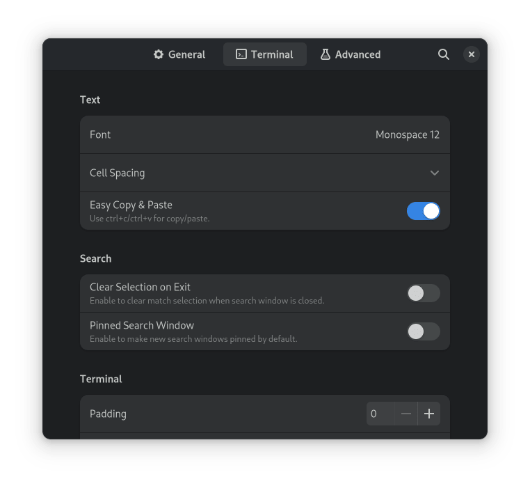 Easy copy-paste mode allows using Ctrl+C and Ctrl+V keys