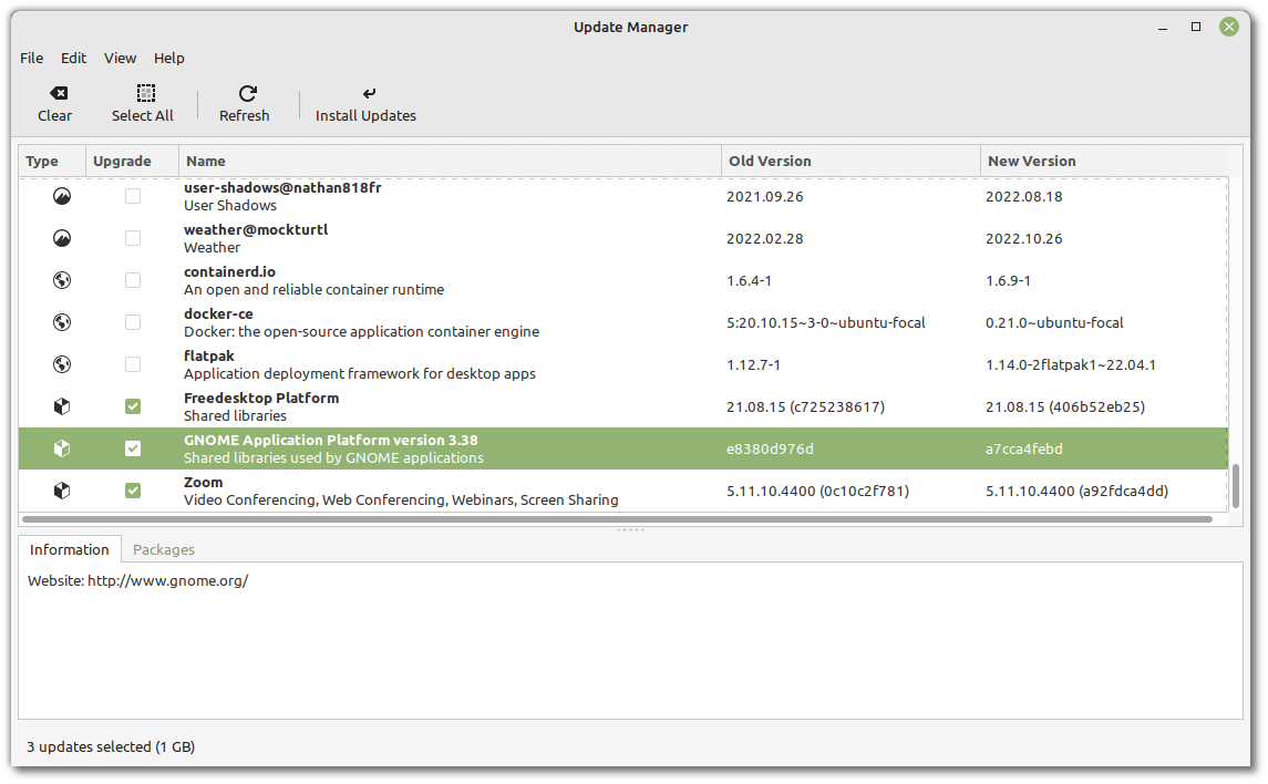 linux mint 21 flatpak support in update manager