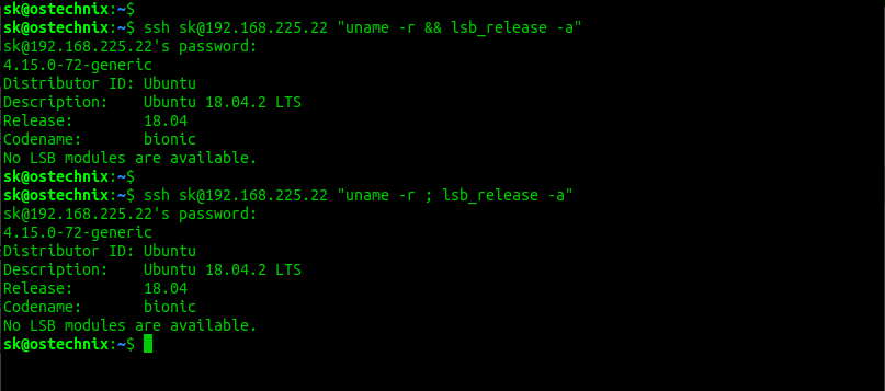 在 Linux 上通过 SSH 在远程主机上运行多个命令
