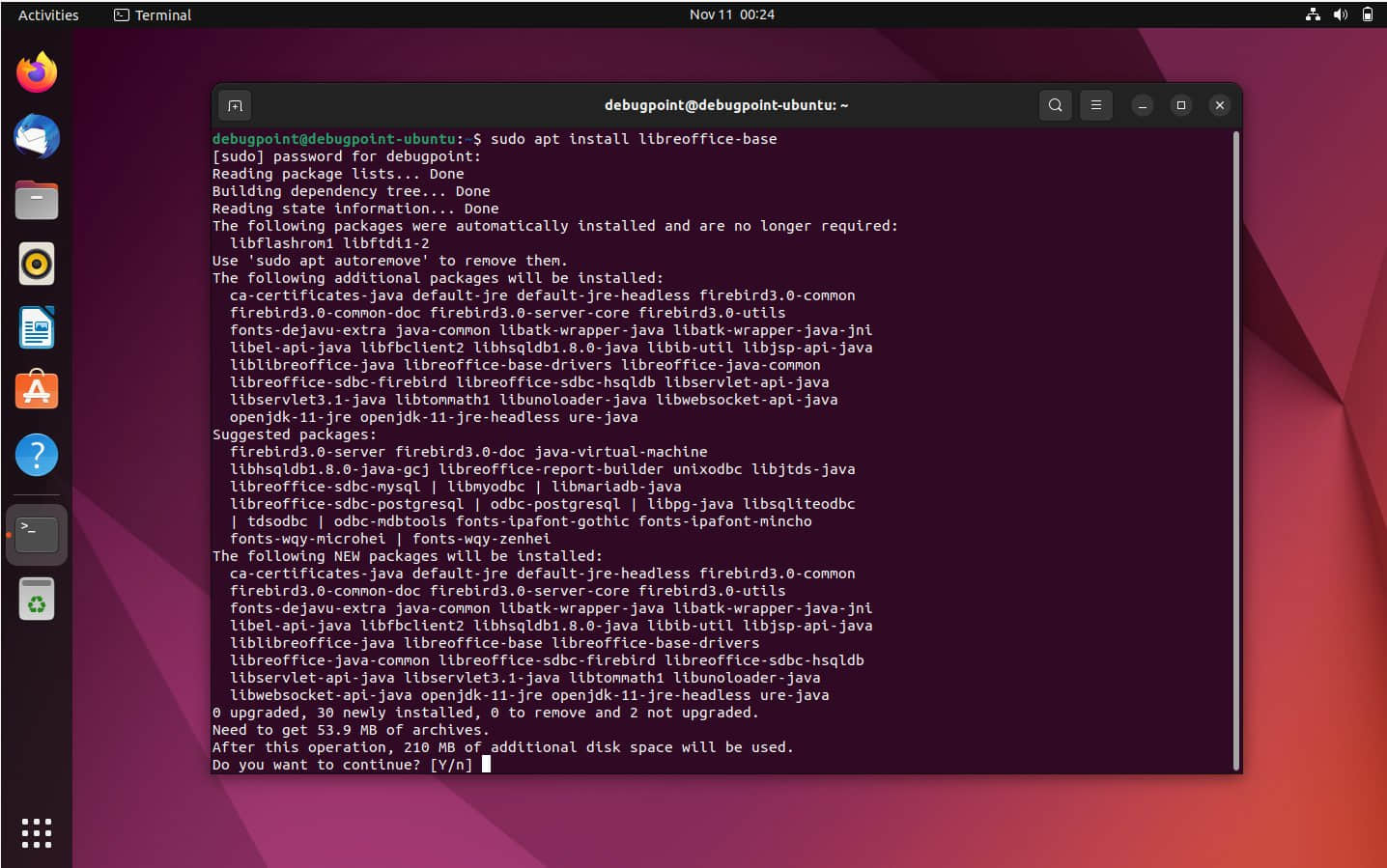 在 Ubuntu 中安装 Libreoffice Base