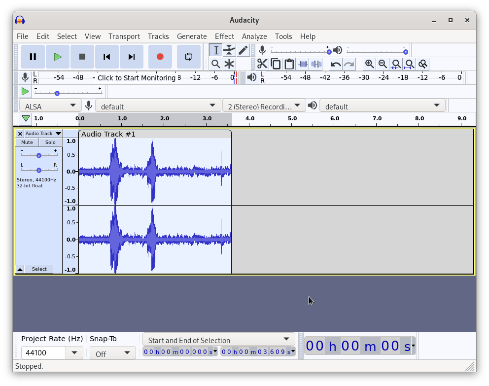 Audio Waveform after Noise Reduction