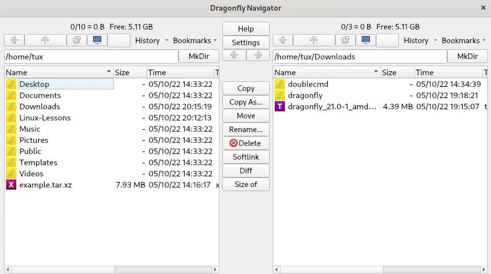 Dragonfly Navigator is a two-panel file manager