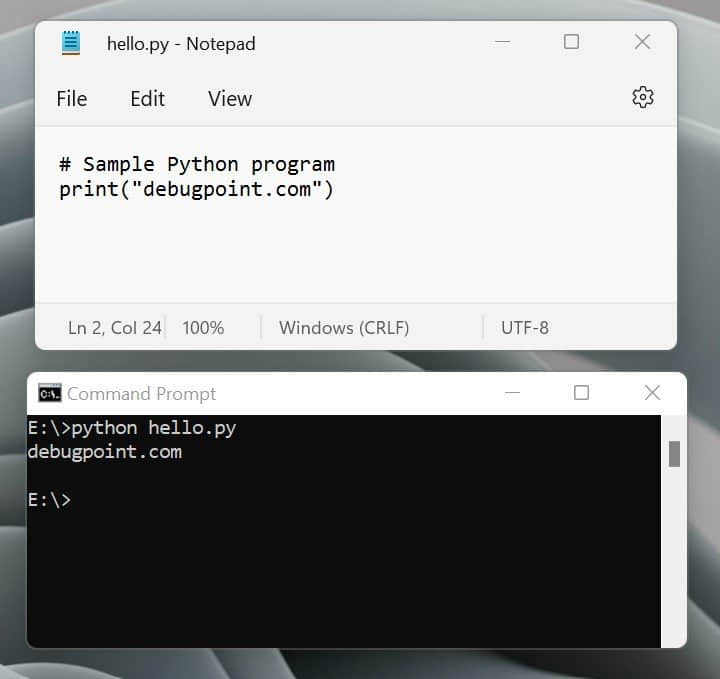 在 Windows 中运行一个简单的 Python 程序