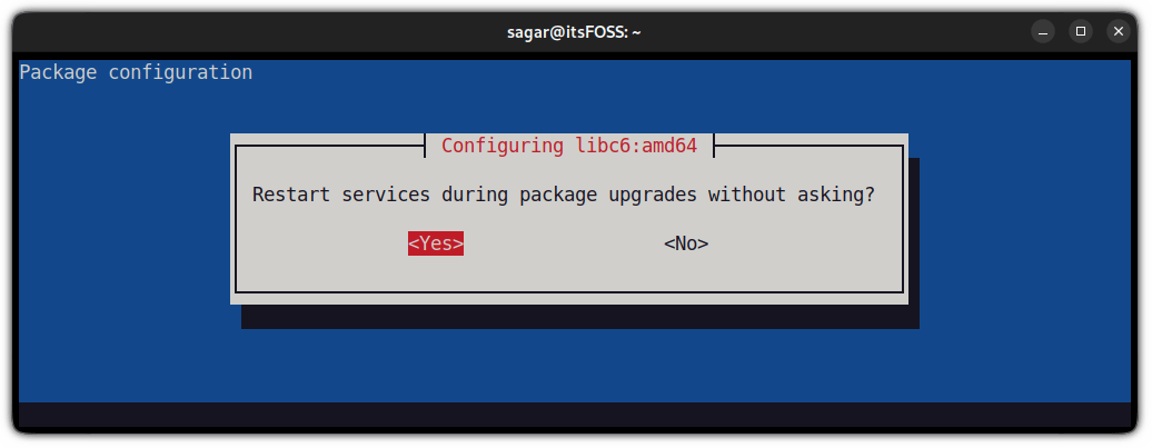 restart services during package upgrades without asking?