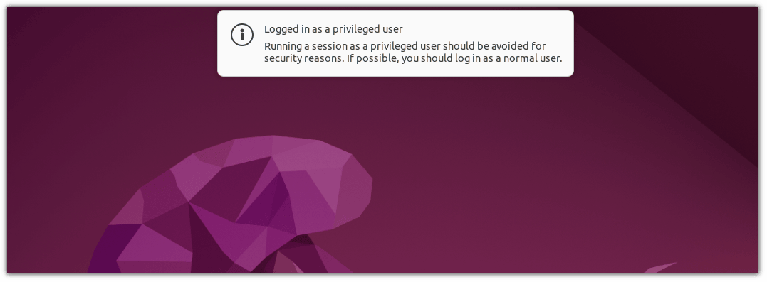 logged in as a privileged user in Ubuntu