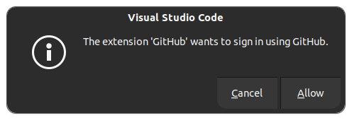 VS Code asking to sign in to GitHub