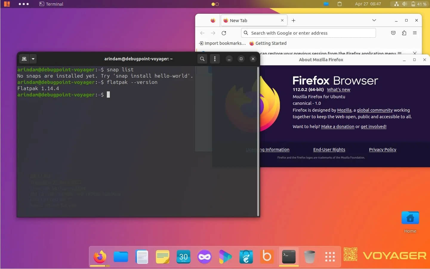 Voyager Linux 23.04 自带默认 Flatpak